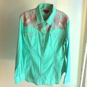 4-$10🔹🔹🔹Rock&Roll Cowgirl embroidered  shirt.